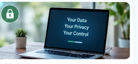 Laptop representing personal digital privacy and control